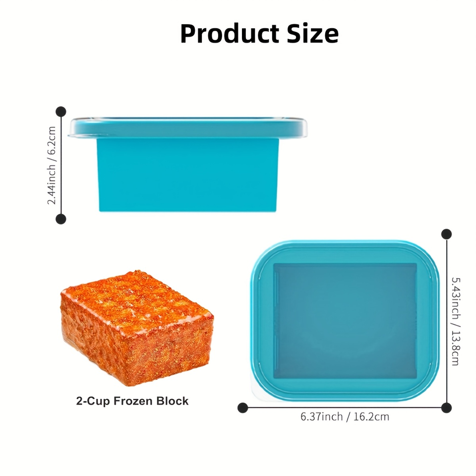 Silicone Freezer Box with Lid 500ml Meal Prep Container Reusable Soup Freezing Molds for Storing Soup, Broth, Sauce Back to School