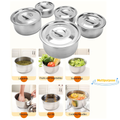 5-Piece Stainless Steel Soup Pot Set with Lids - Dishwasher and Freezer Safe, Modern Design for Home, Picnic, Camping