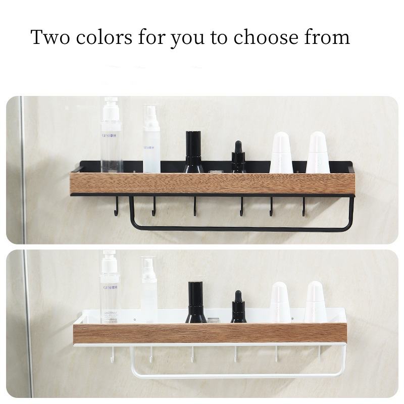 High-Quality Multifunctional Wall Shelf for Home Use No-Punch Shelves with Hanging Rod and Hooks Shower Shelf