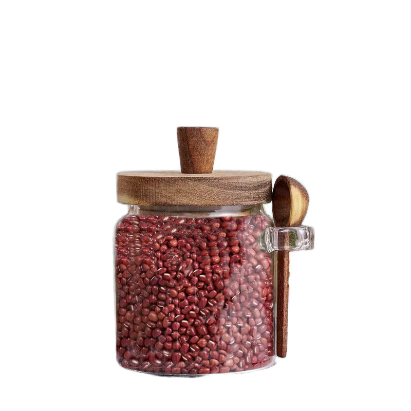 Premium Glass Food Storage Jar with Wooden Spoon