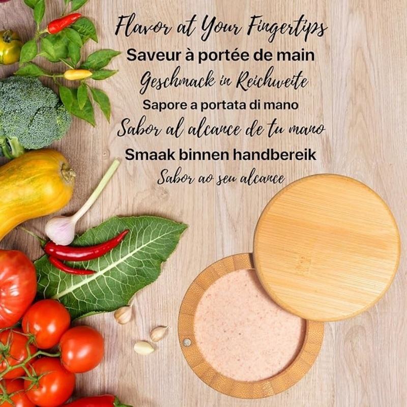 Bamboo Kitchen Salt and Pepper Organizer with Magnetic Swivel Lid for Storing Pepper Spices