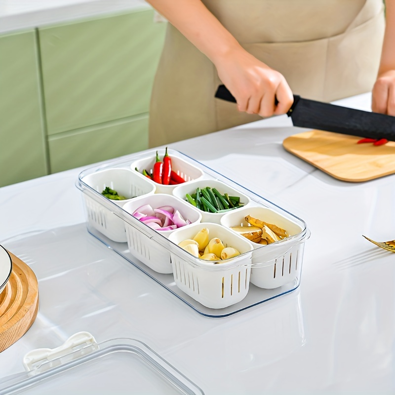 Nordic Kitchen Spice Box with 6 Compartments and Drainage Function