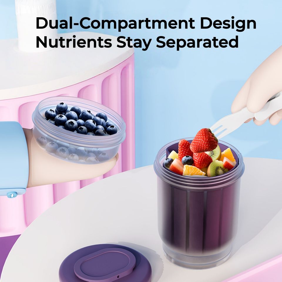 Modern Minimalist Double-Walled Plastic Breakfast Cup - Foldable Dishwasher Safe Portable Drain Cup for Oatmeal and Fruit Kitchen