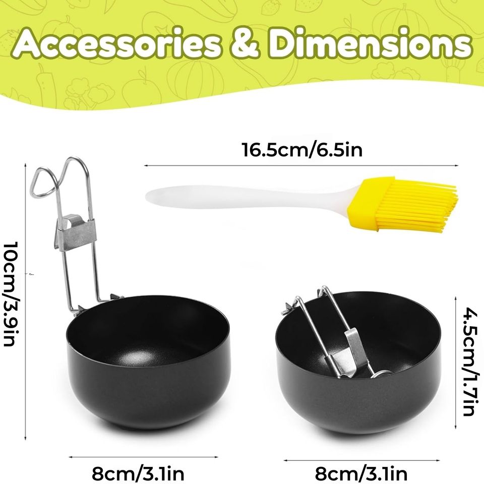 Foldable Metal Round Egg Cooker in Food-Grade Quality with Foldable Hanging Ear Anti-Stick Egg Pot for Kitchen Home Use Egg Tools