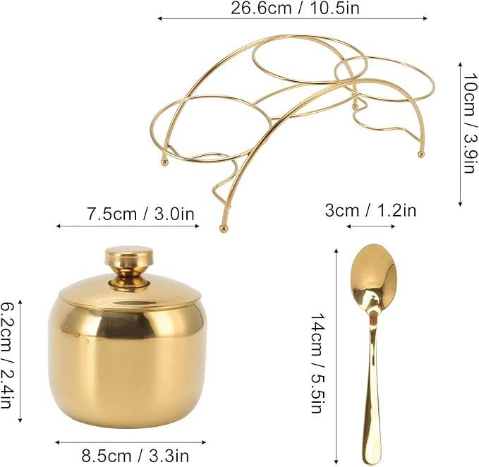 Luxurious Spice Cruet Bottle with Lid, Stainless Steel Spice Container with 3 Spoons Spice Rack