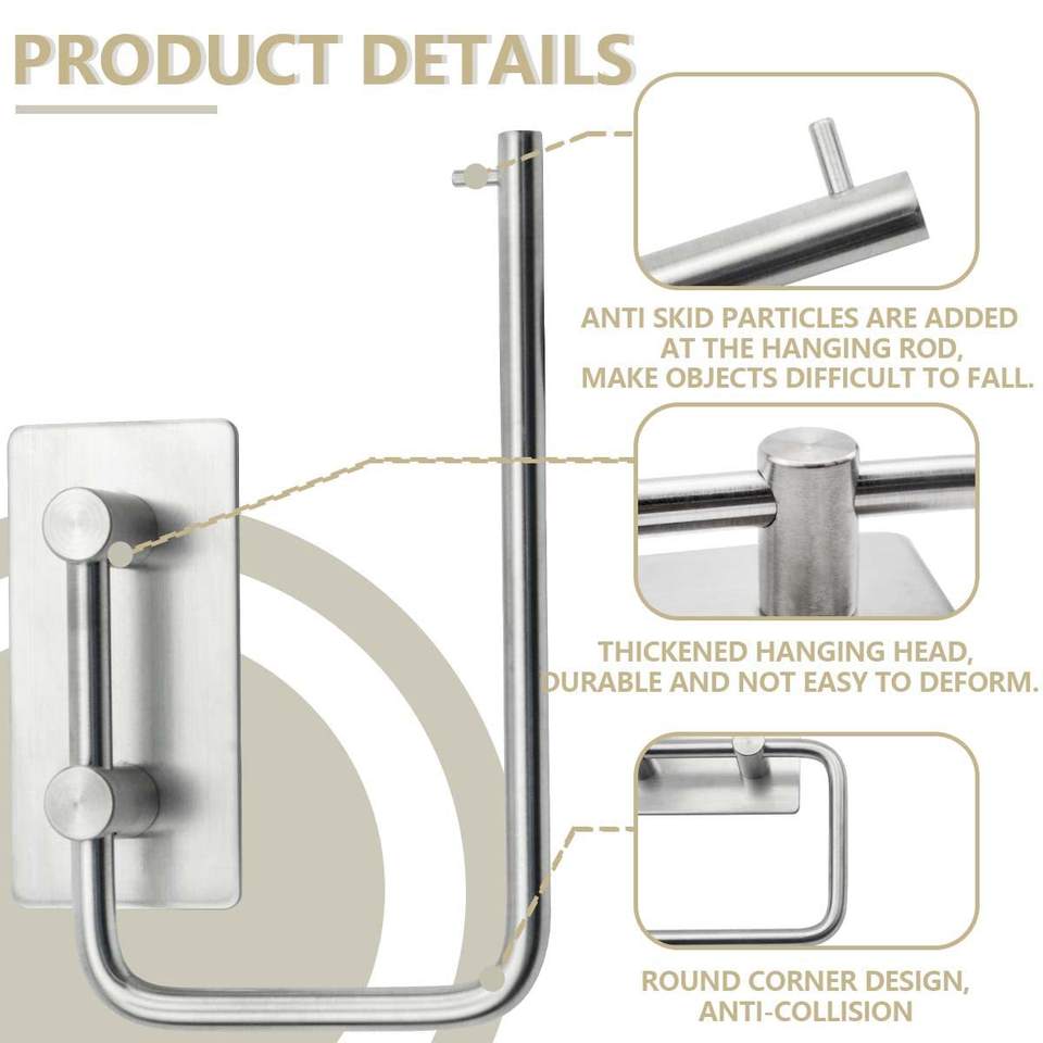Adjustable Self-Adhesive Stainless Steel Toilet Paper and Paper Towel Holder for Bathroom