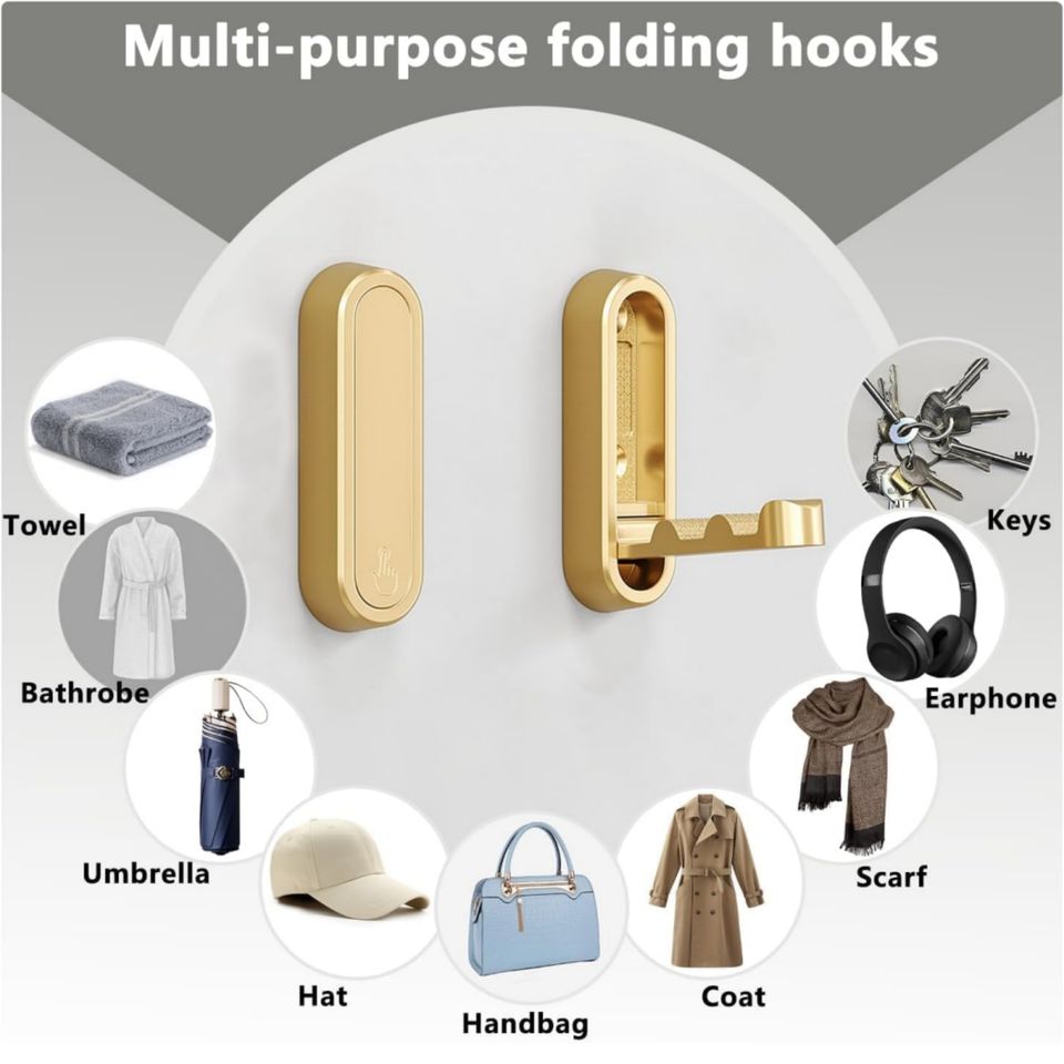 Foldable Metal Clothing Hook for Home and Door