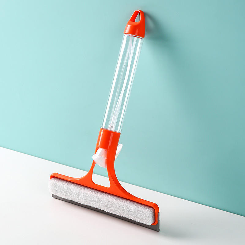 3-in-1 Glass Cleaner with Liquid Spray Double-Sided Scraper Bar for Bathroom Kitchen