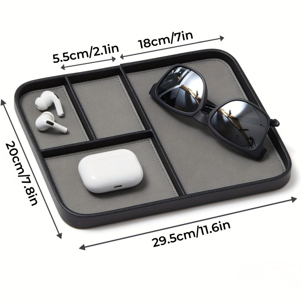 Modern Minimalist Leather Valet Tray Stylish Two-Tier Bedside Organizer for Men for Keys for Kitchen Use