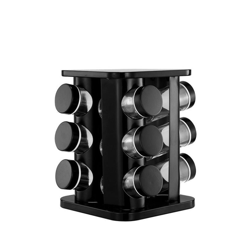 Rotating Kitchen Spice Glass Rack with Freestanding Spice Organizer Shelf