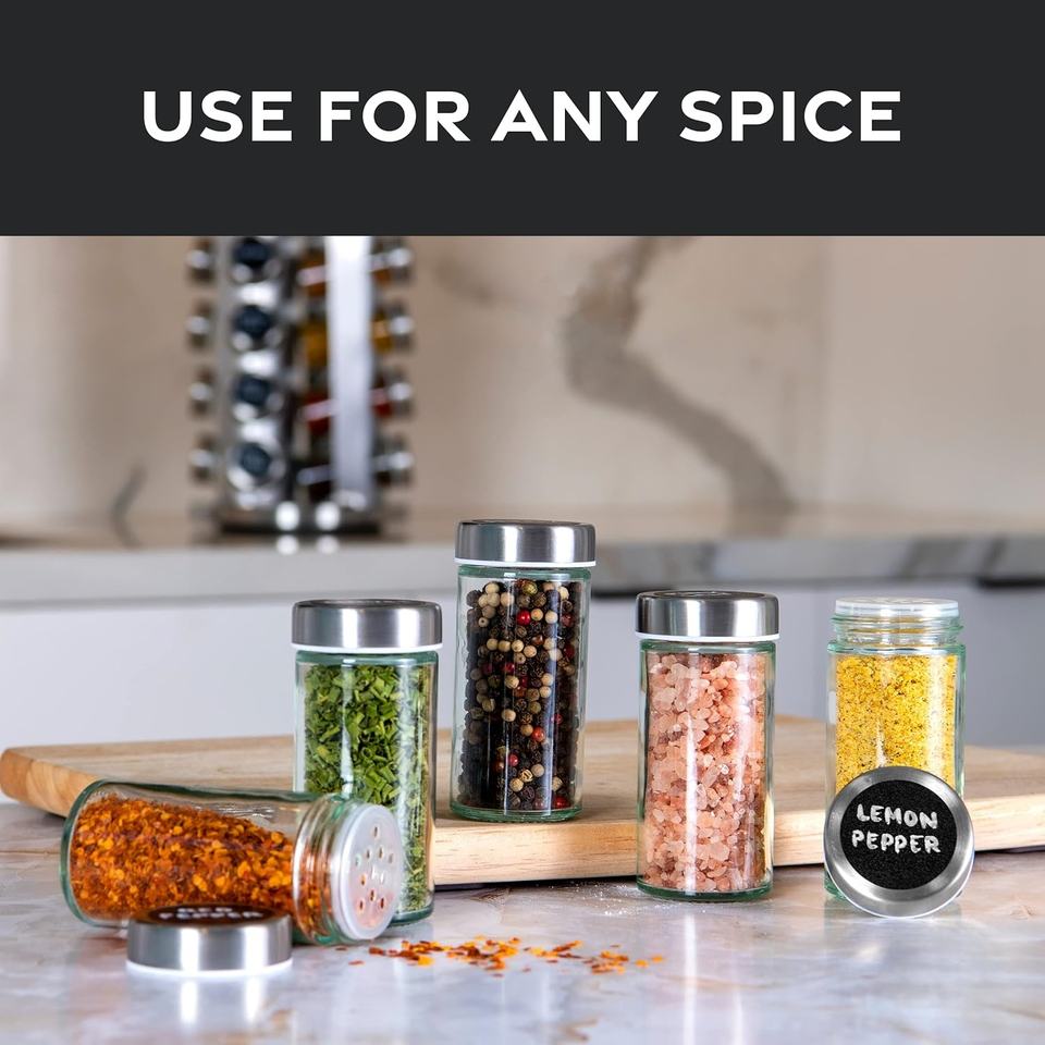 Rotating Spice Rack Set for Countertops, Kitchen Spice Organizer with Spice Jars