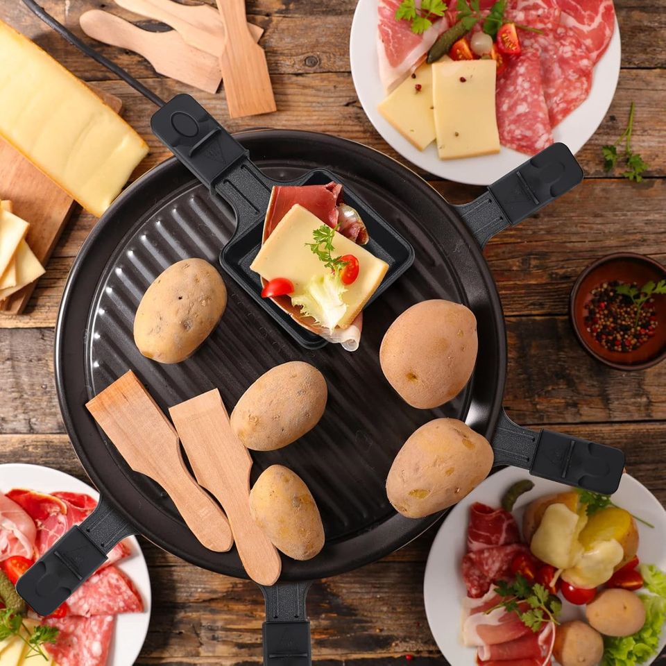 Portable Mini Non-Stick Frying Pan Dual Candlelight Cheese Table Melter Pan Grill Spatula for Raclette Grilled Cheese