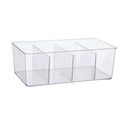 Stackable Clear Refrigerator Organizer with Divider for Snacks and Drinks Storage