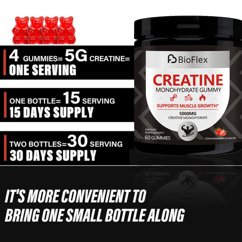 Private Label Pre-Workout Energy-Boost 5000mg Creatine Monohydrate Gummies