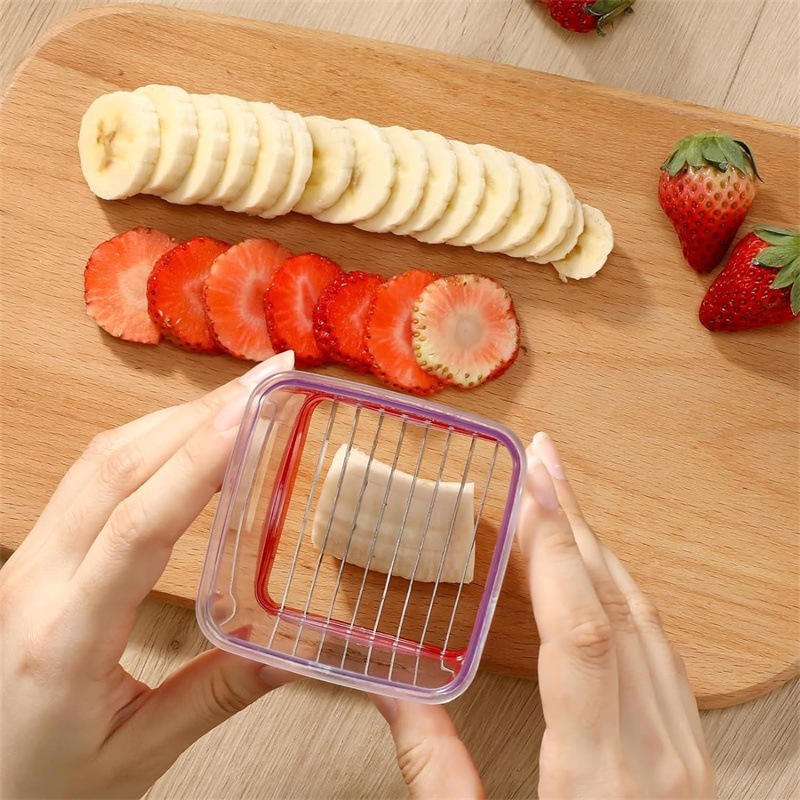 Kitchen Cutter with Slider - Stainless Steel Fruit and Vegetable Cutter, Portable Cutting Tool for Home and Commercial Use