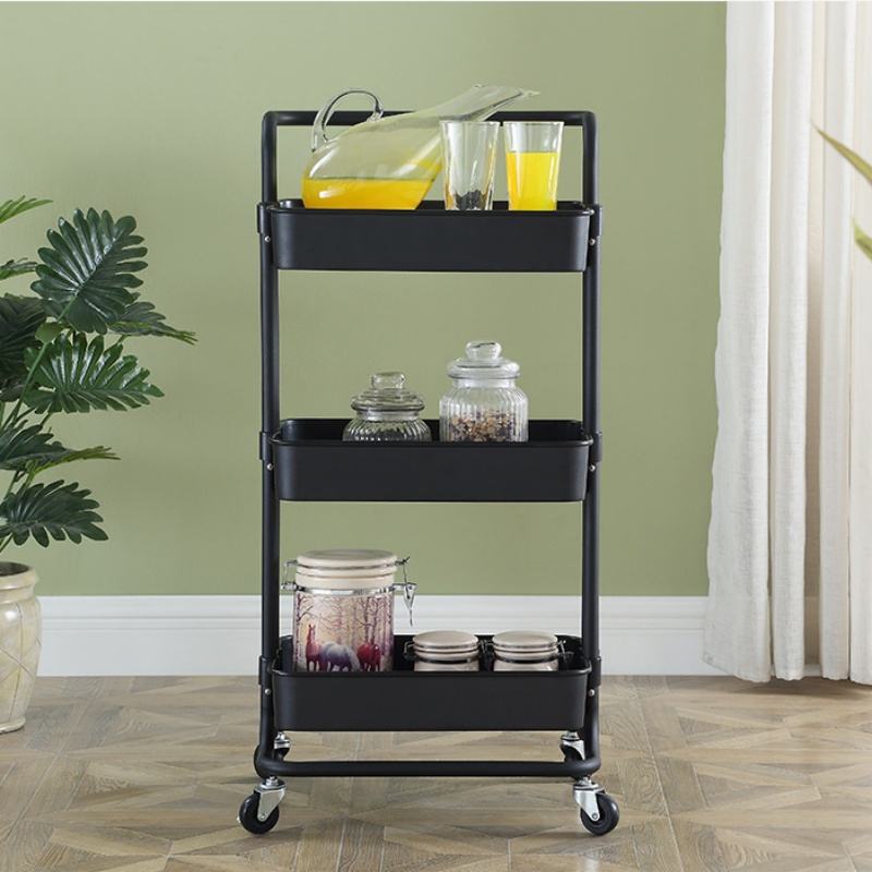 3-Tier Plastic Rolling Cart Household and Kitchen Snack Small Food Cart