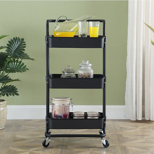 3-Tier Plastic Rolling Cart Household and Kitchen Snack Small Food Cart