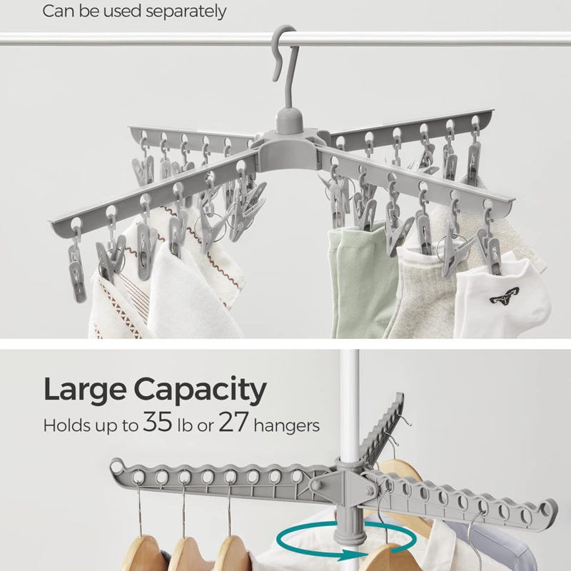 Folding Stainless Steel Drying Rack with 3/6 Rotatable Hanger Arms