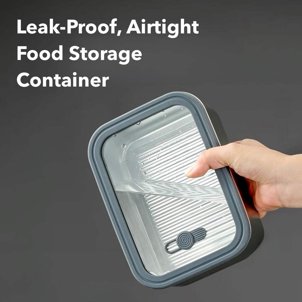 Airtight Stainless Steel Food Containers with Glass Lid Leakproof Freezer/Dishwasher/Microwave Safe Storage Boxes