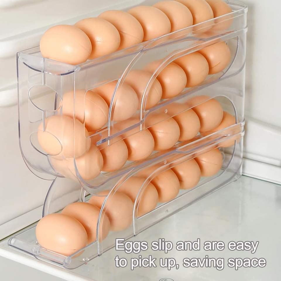Rolling Slide-Style Egg Storage Box for Flexible Cereal Sets in Fridges