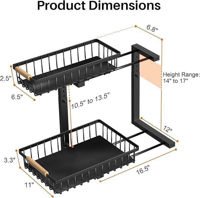 Adjustable Under-Sink Storage Rack and Spice Organizer