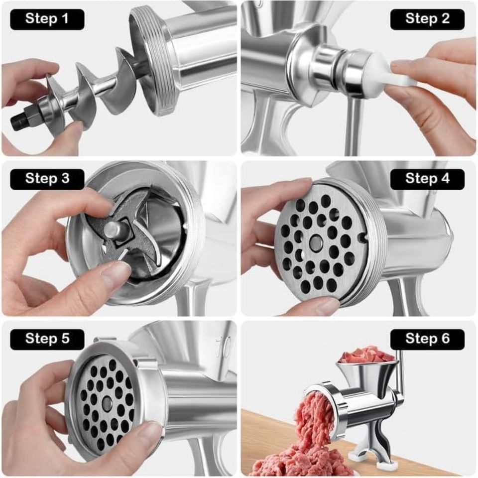 Manual Metal Sausage Stuffer for Beef, Kitchen Meat Mincer, Food Chopper with Table Clamp