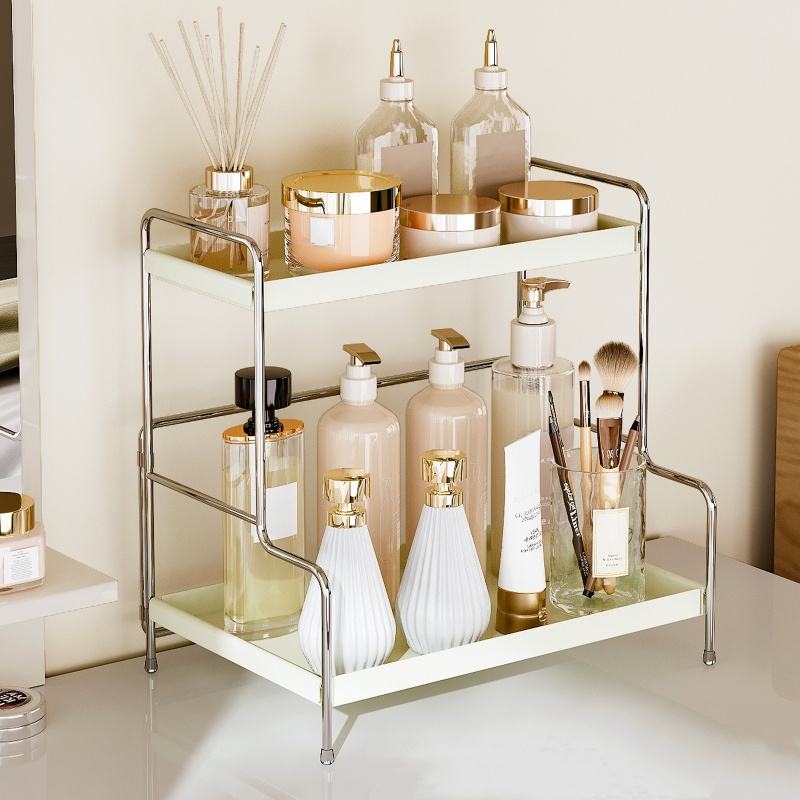2-Layer Multifunctional Metal Storage Shelf for Bathroom Cosmetic Organizer