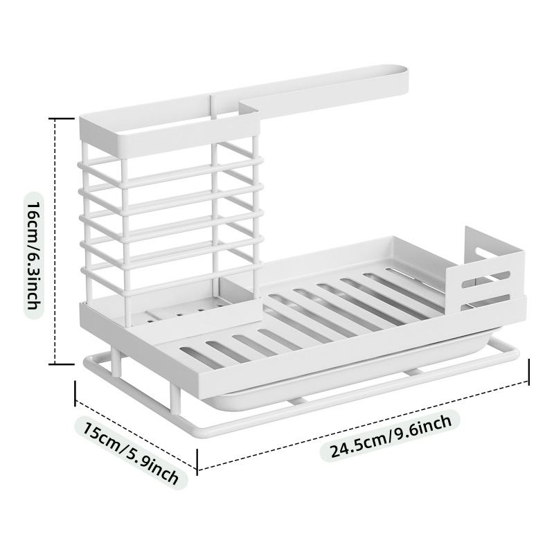 Metal Sink Caddy Sponge Holder for Kitchen Sink Shelf Countertop Brush Organizer and Towel Rack