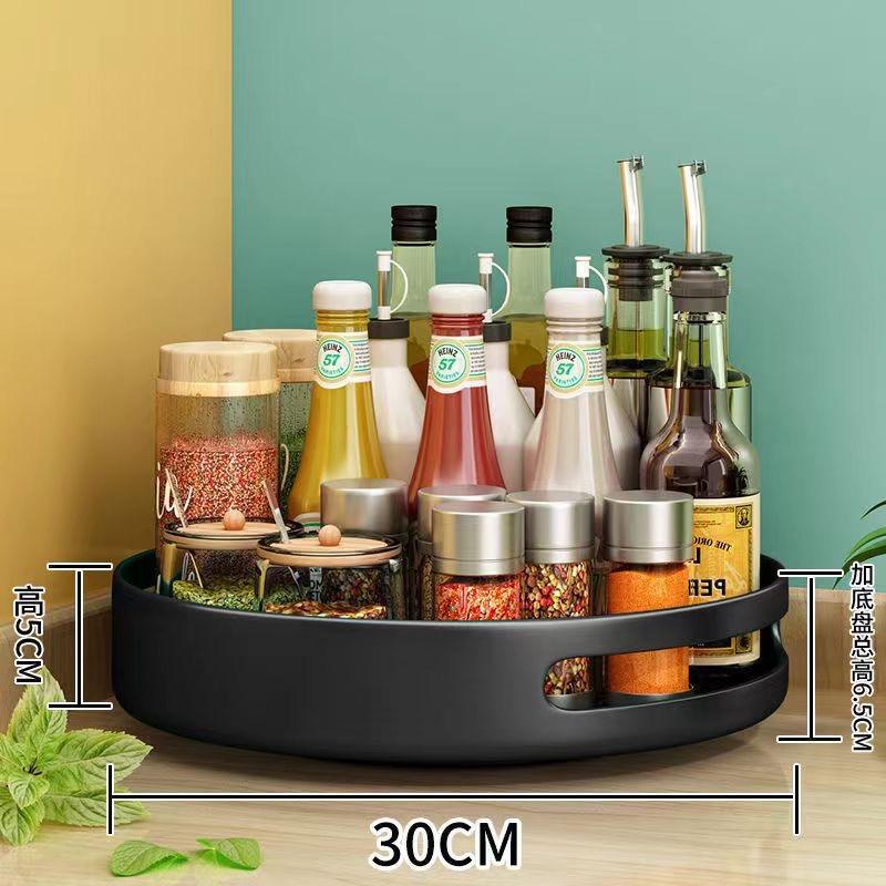 Metal Rotating Spice Rack Kitchen Organizer for Countertop Refrigerator Cabinet Plate Turntable