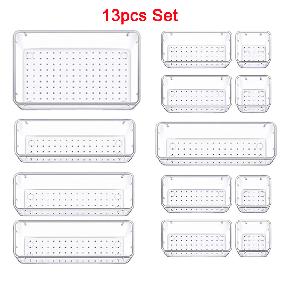 28-Piece Clear Drawer Organizer Set | Versatile, Easy-to-Assemble Makeup Storage Bins
