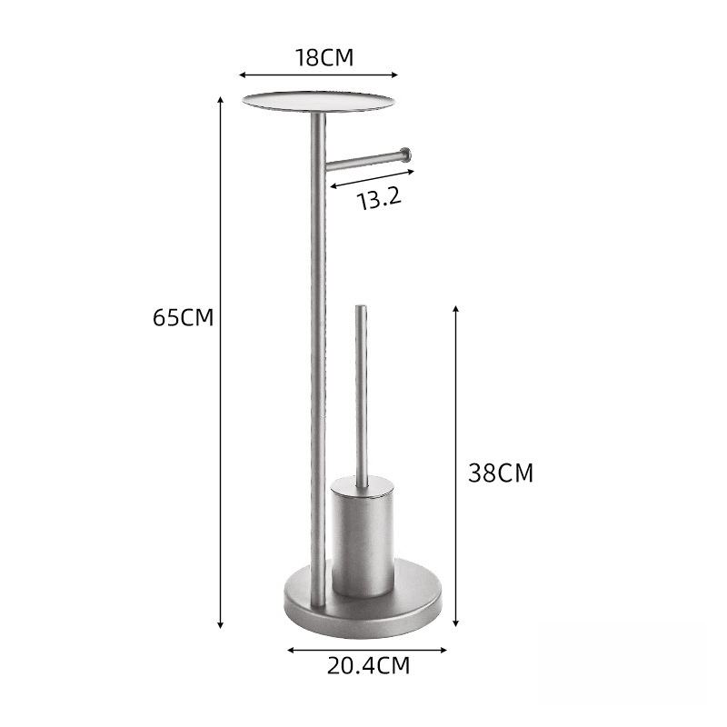 Stainless Steel Bathroom Floor Stand Toilet Paper Holder with Brush Storage Set