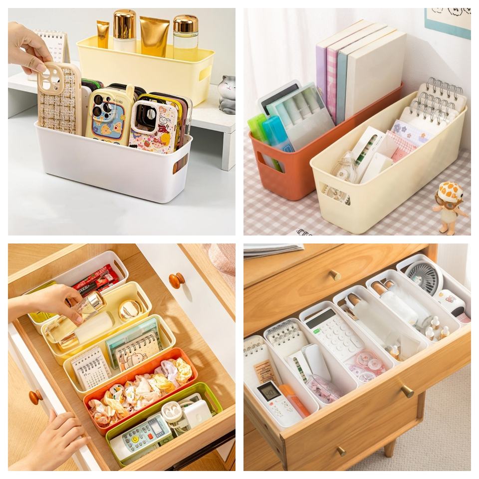 Multifunctional Desk Drawer Organizer Kitchen Spice Office Stationery Storage Box Set of 4
