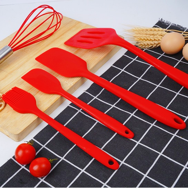 Environmentally Friendly Silicone Bakeware Set Multifunctional Scraper Spatula Oil Brush Egg Beater Cooking Spoon Utensil Set