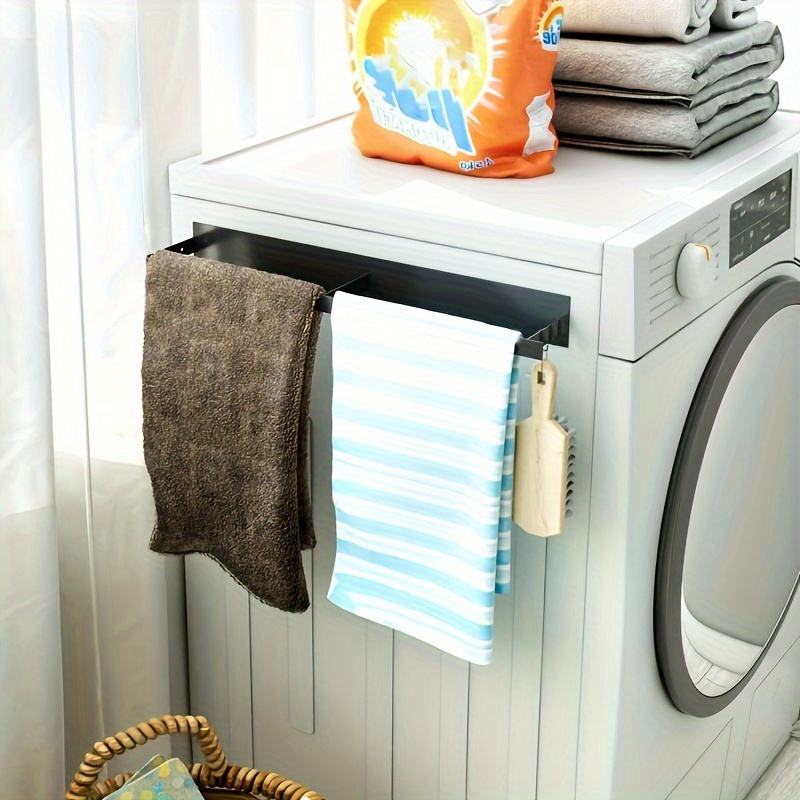 Magnetic Wall-Mounted Laundry Stand Organizer Washing Machine Side Pocket Towel Holder and Organizer for Small Items