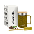 Everich ODM 12oz Green Coffee Mug Double Wall Stainless Steel Reusable Insulated with Bamboo Lid