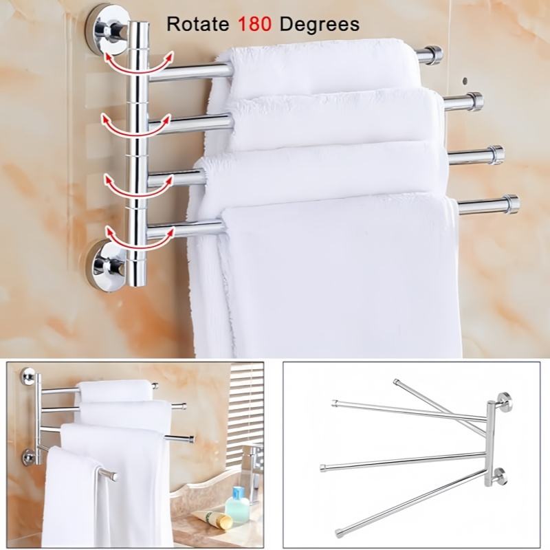 Stainless Steel 180° Rotating Wall-Mounted Towel Holder for Bathroom and Kitchen