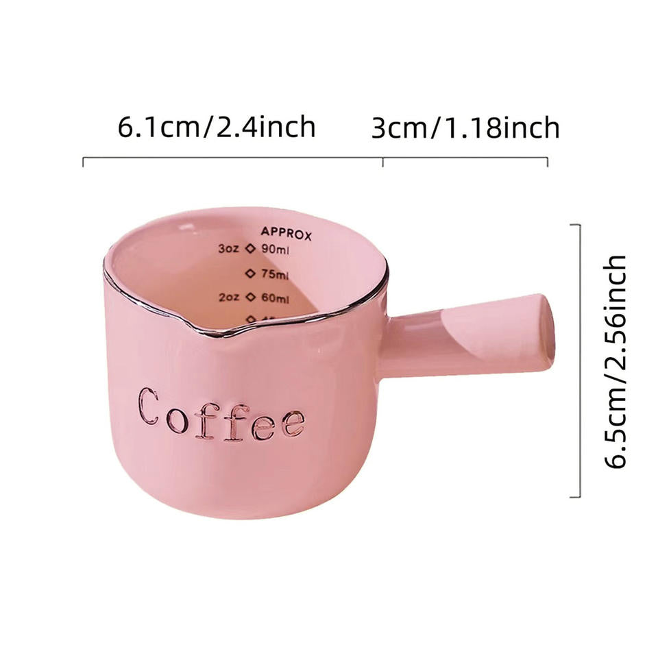 Premium Italian Espresso Cup with Graduation Premium Ceramic Coffee Measuring Cup Extraction Cup & Small Milk Jug