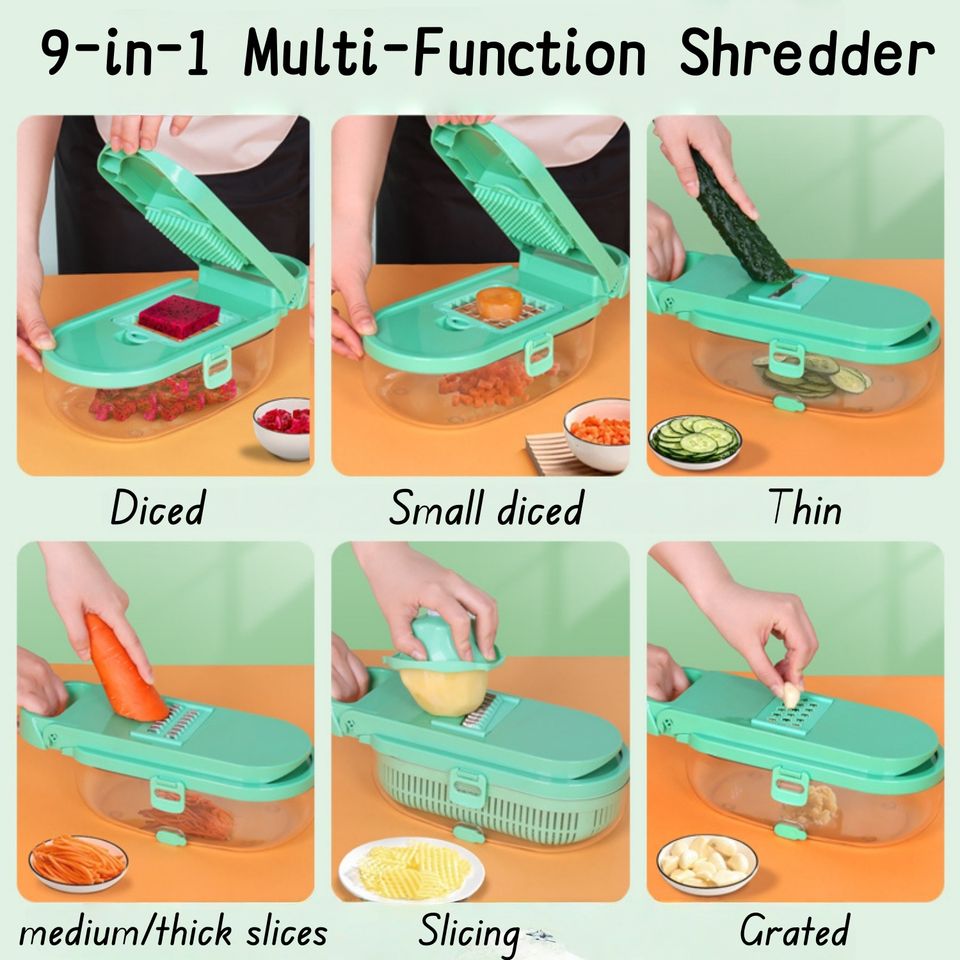 Modern Vegetable Chopper with Container, Stainless Steel Blade Onion Cutter Egg Slicer French Fry Potato Cutter, Kitchen Tool