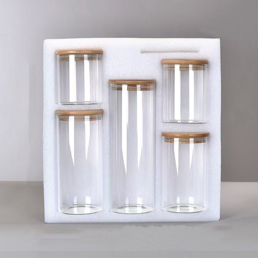 High-Quality Glass Storage Jars Set with Lids, Food Containers, Moisture-Resistant Storage Bins