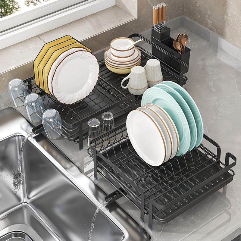 Retractable Multifunction Kitchen Shelf with Drainage Drying Basket
