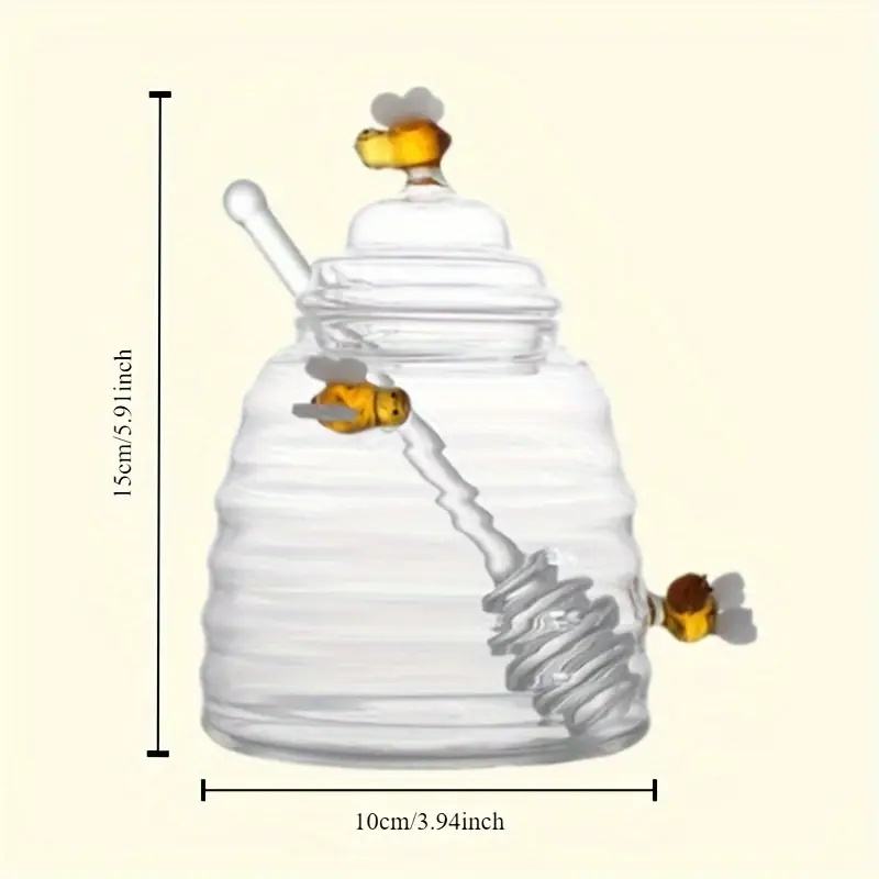 Bestselling Wholesale Honey Jars with Stirrer and Lid Unique Transparent Honey Dispenser Small Glass Jars for Honey