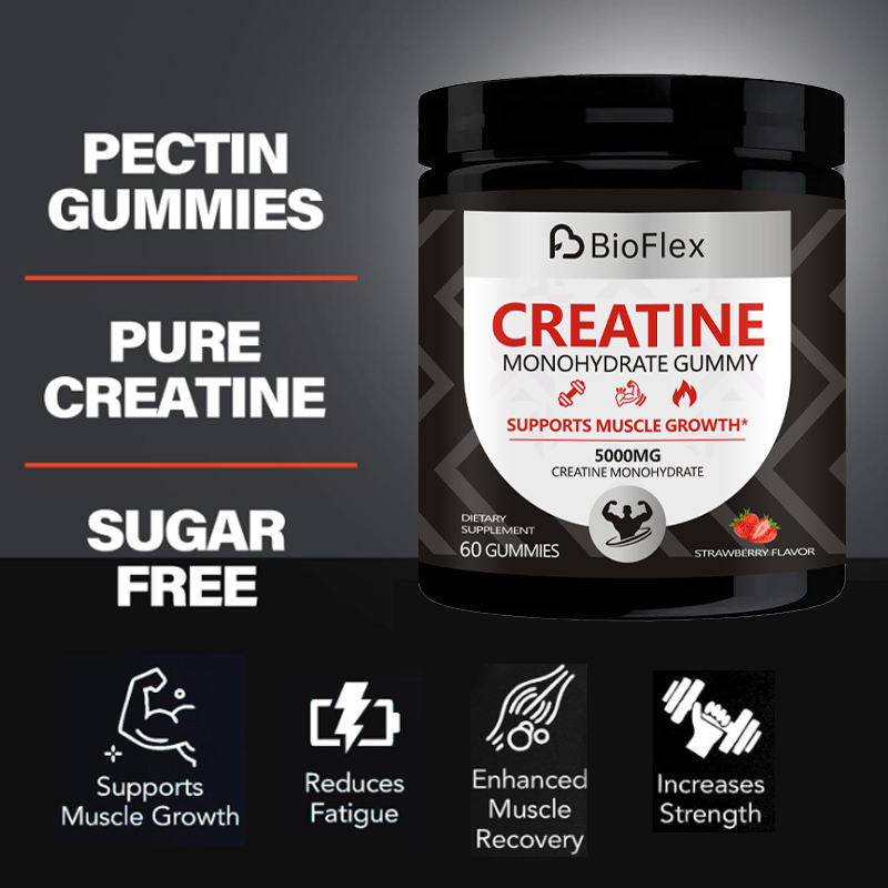 Private Label Pre-Workout Energy-Boost 5000mg Creatine Monohydrate Gummies