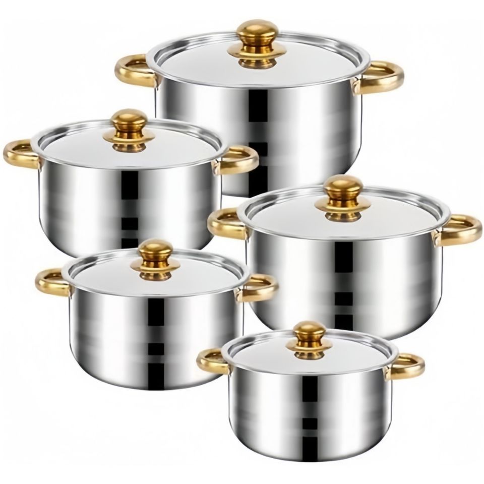 5-Piece Stainless Steel Non-Stick Cookware Set with Pot Pans Casserole Soup Pot Kitchen Utensils