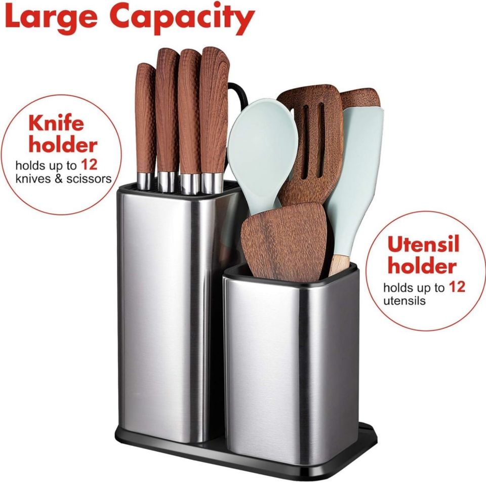 Modern Stainless Steel Utensil Holder Kitchen Knife Block