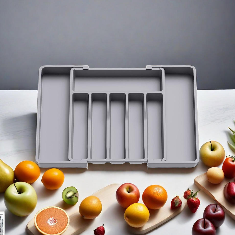 Expandable Kitchen Utensil Tray Plastic Utensil Organizer for Home Use Cutlery Drawer Organizer