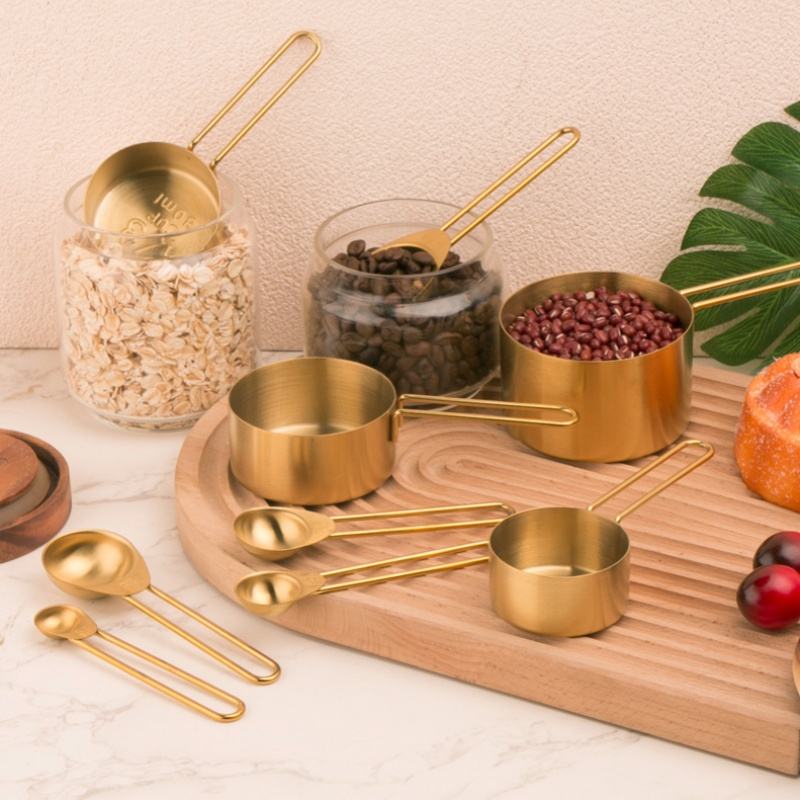 9-Piece Metal Measuring Cup and Stainless Steel Measuring Spoon Set for Kitchen