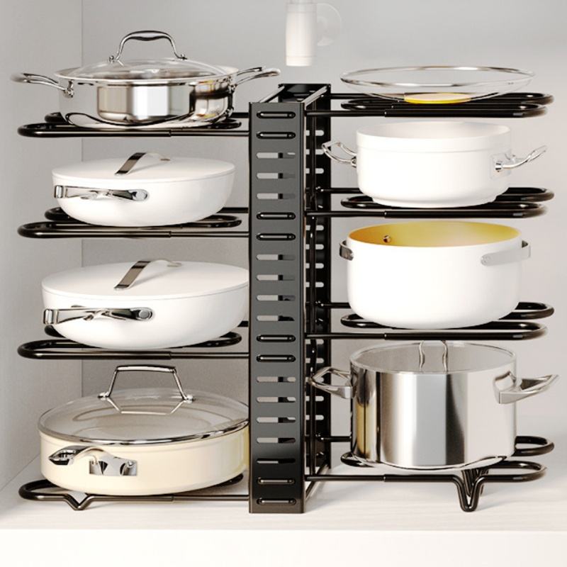 Adjustable Pot and Pan Organizer Stand for Kitchen Countertops