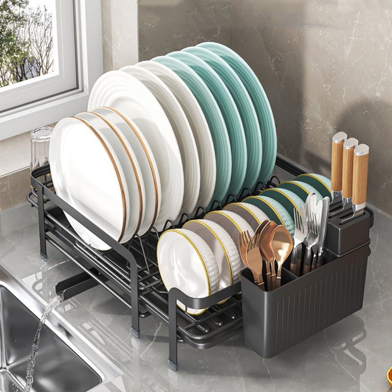 Retractable Multifunction Kitchen Shelf with Drainage Drying Basket