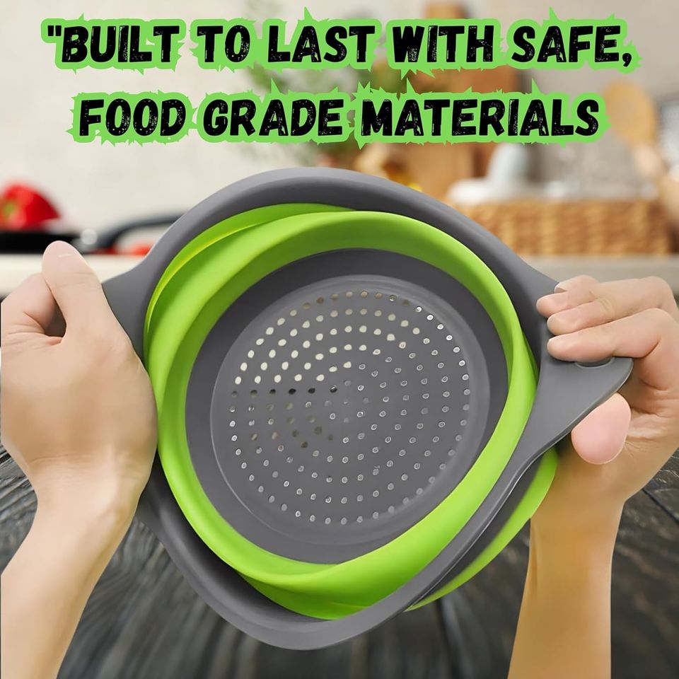 Multifunctional Silicone Folding Kitchen Baskets, Drain Trays & Fruit Storage Baskets, Rotating Vegetable Sieves & Strainers