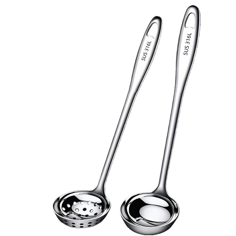 Durable Stainless Steel Ladle and Strainer Set for Soup Preparation and Serving